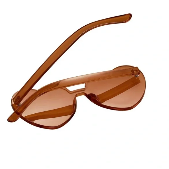 "I ❤️ YOU" Heart Shaped Rimless Glasses in Brown - Picture 2 of 2